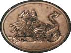 Coin relief dragon and maid